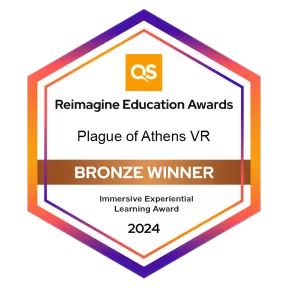 QS Reimagine Education Awards 2024 Bronze badge for Plague of Athens VR